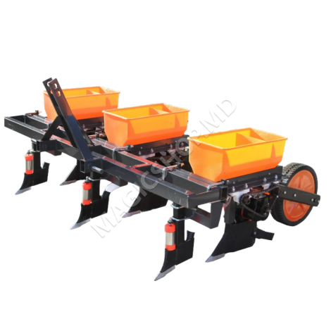 Semănătoare 3 rânduri pentru motocultor, cu distribuitor de îngrășăminte